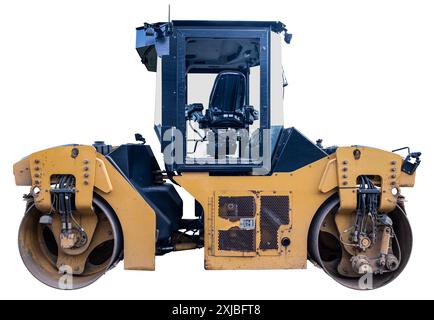 Ein isolierter Straßenfertiger (oder Road-Roller) auf weißem Hintergrund Stockfoto