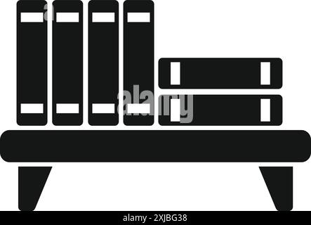 Dieses einfache Symbol eines Bücherregals mit Büchern ist perfekt für Projekte im Zusammenhang mit Literatur, Bildung und Wissen Stock Vektor