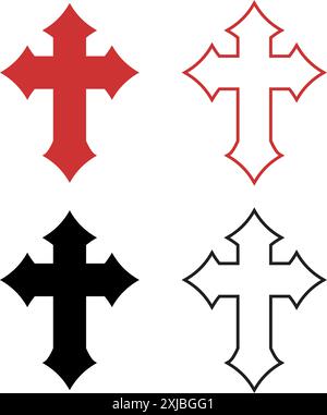 Mittelalterliche Wappen-Ikonen. templer Kreuz isoliert. Vektorabbildung Stock Vektor