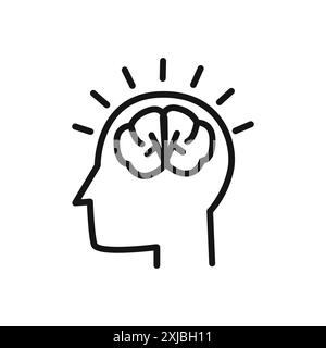 Brain Idea Symbol lineare Vektorgrafik Zeichen oder Symbolsatz für Web-App-ui Stock Vektor