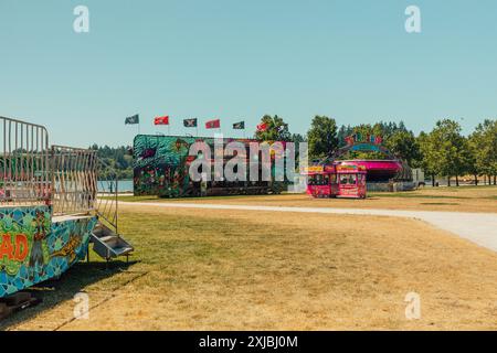 Funtastic Vergnügungspark Fahrgeschäfte für Capitol Lakefair in Olympia, WA Stockfoto