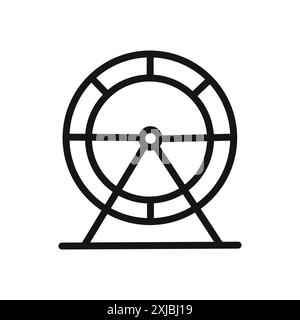 Hamsterrad-Symbol lineares Vektorgrafik-Zeichen oder Symbolsatz für Web-App-ui Stock Vektor