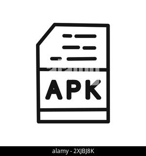 APK-Dateiformatsymbol lineares Vektorgrafik Zeichen oder Symbolsatz für die Web-App-benutzeroberfläche Stock Vektor