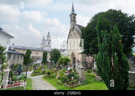 Salzburg, Österreich. Juli 2024. Blick auf den alten Petersfriedhof im Zentrum der Stadt Stockfoto