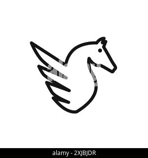 Pegasus Symbol lineares Vektorgrafik Zeichen oder Symbolsatz für Web-App-ui Stock Vektor