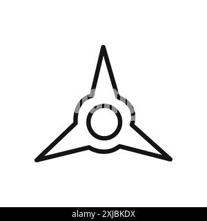 Japanisches Ninja Shuriken Symbol lineare Vektorgrafik Zeichen oder Symbolsatz für Web App ui Stock Vektor