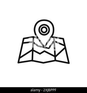 PIN-on-amap-Symbol lineares Vektorgrafikzeichen oder Symbolsatz für die Web-App-benutzeroberfläche Stock Vektor