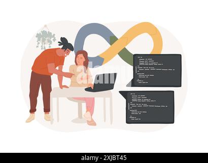 DeSecOps Workflow isolierte Cartoon-Vektorabbildungen. Stock Vektor