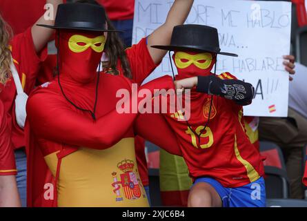 Berlin, Deutschland. Juli 2024. firo : 14.07.2024 Fußball, Fußball: UEFA EURO 2024, EM, Europameisterschaft 2024, Endfinale M51, Spiel 51, Spanien - England 2:1 Fans von Spanien Credit: dpa/Alamy Live News Stockfoto