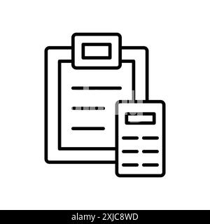 Accounting Symbol Flat Set in Schwarzweiß-Umrissvektor Stock Vektor