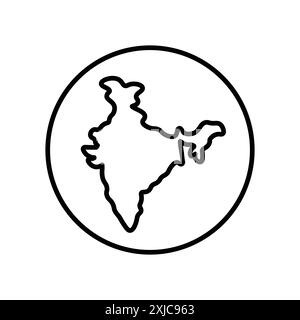 Indische Karte Symbol flach gesetzt in schwarz-weiß Farbe Umrissvektor Stock Vektor