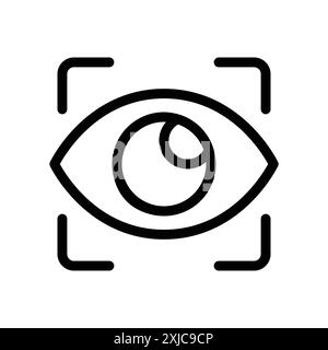 Eye Scan-Symbol flach in schwarz-weiß-Farbe umrissener Vektor Stock Vektor