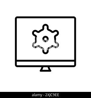 Setup-Symbol flach in Schwarzweiß-Umrissvektor gesetzt Stock Vektor