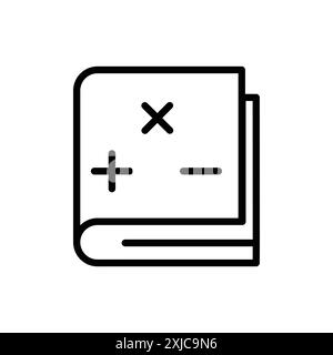 Mathematikbuch Icon flach gesetzt in schwarz-weiß Farbe Umrissvektor Stock Vektor