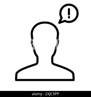 Benutzerinformationssymbol flach in Schwarzweiß-Umrissvektor festgelegt Stock Vektor