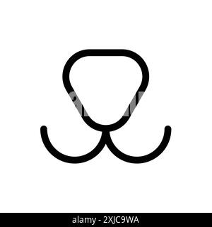 Katze nettes Gesicht Nase Icon flach gesetzt in schwarz-weiß Farbe Umrissvektor Stock Vektor