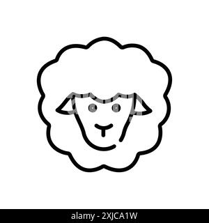 Sheep Icon Flat Set in schwarz-weiß Farbe Umrissvektor Stock Vektor