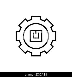 Logistikmanagement-Symbol flaches Set in schwarz-weiß-farbigem Umrissvektor Stock Vektor