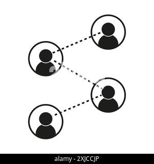 Symbol für Netzwerkverbindung. Mit Personen verknüpfte Knoten. Vektor des sozialen Netzwerks. Einfache schwarze Silhouette. Stock Vektor