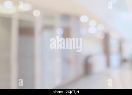 Krankenhaus-Luxus-Klinikraum-Inneres abstrakte Unschärfe defokussierter medizinischer Hintergrund mit Bokeh-Licht Stockfoto