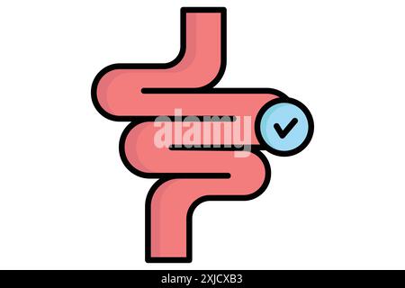 Darmsymbol. Symbol zum Verdauungssystem. Symbolstil für farbige Umrisse. Vektorillustration der Darmgesundheit Stock Vektor