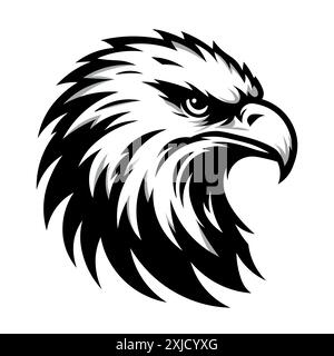 Wilde Adler Kopf Vektor Illustration, Hawk Kopf Silhouette, Eagle Kopf Maskottchen Logo, Icon Stock Vektor