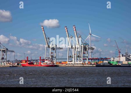 HHLA Tollerort Container Terminal (CTT), das kleinste der vier Containerterminals im Hamburger Hafen Stockfoto