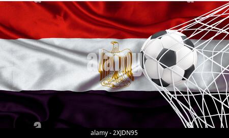 Fußball mit der Nationalflagge Ägyptens. Flagge von Ägypten. Horizontal realistisch schwenkende Flagge des ägyptischen Staates. Stock Vektor