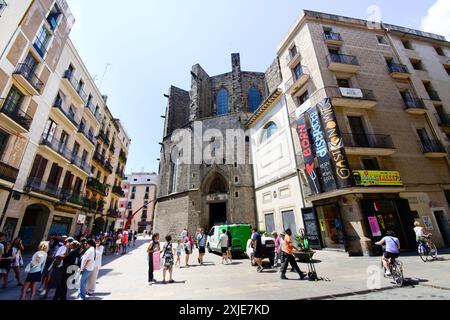 Kirche Santa Maria del Mar, Passeig del Born, Placeta de Montcada, El Born, la Ribera, Ciutat Vella, Barcelona, Katalonien, Spanien. Stockfoto