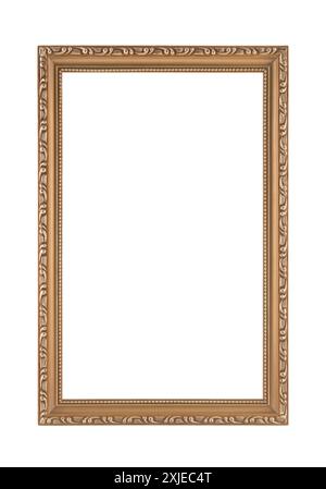 Alter hölzerner Bilderrahmen isoliert auf weißem Hintergrund mit Beschneidungspfad Stockfoto