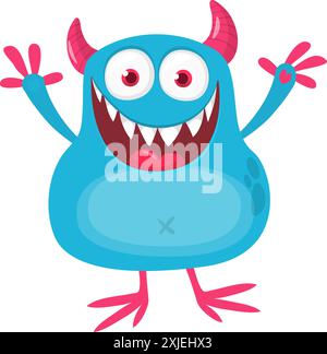 Comic Happy Yeti Bigfoot Kreatur. Vektorillustration isoliert auf weiß. Für Halloween-Party- oder Paketdesign Stock Vektor