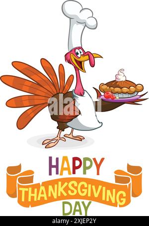 Cartoon Happy Cute Thanksgiving truthahn Vogel. Design für Thanksgiving Day. Vektordarstellung isoliert. Stock Vektor