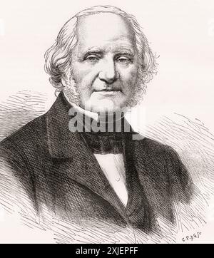 George Peabody, 1795–1869. Amerikanischer Finanzier und Philanthrope. Aus Cassells Illustrated History of England, veröffentlicht um 1880. Stockfoto