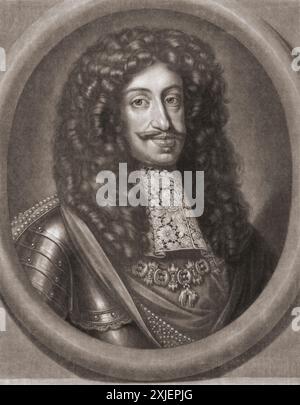 Leopold I, 1640–1705. Kaiser des Heiligen Römischen Reiches, König von Ungarn, Kroatien und Böhmen. Nach einem Druck von Abraham Bloteling nach dem Gemälde von C. Morad Stockfoto