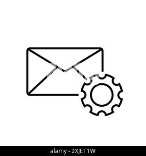 E-Mail-Einstellungssymbol einfaches flaches Vektorsymbol Umriss Sammlung Set Logo Stock Vektor