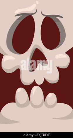 Grimmiger Reaper-Zeichentrickcharakter isoliert auf weißem Hintergrund. Niedliche Todesfigur in schwarzer Kapuze. Skull Face Avatar-Design für Party-Dekoration oder PA Stock Vektor