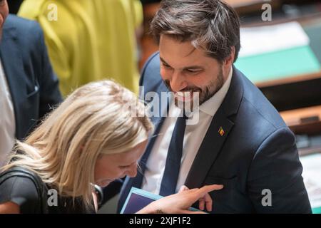 Brüssel, Belgien Juli 2024. HERR Georges-Louis Bouchez ist am Donnerstag, den 18. Juli 2024, auf einer plenartagung des Plenums im bundesparlament in Brüssel zu Gast. BELGA PHOTO JONAS ROOSENS Credit: Belga News Agency/Alamy Live News Stockfoto