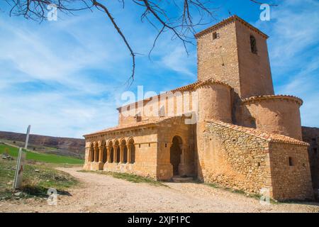 Kirche San Pedro. Caracena, Provinz Soria, Castilla Leon, Spanien. Stockfoto