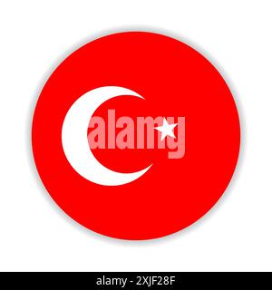 Runde Flagge der Türkei. Vektorabbildung. Stock Vektor