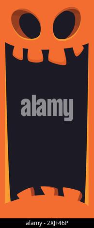 Halloween Kürbiskopf mit furchterregendem Gesichtsausdruck. Vektor-Zeichentrickillustration des glühenden Monster-Charakters Jack-o-Laterne mit geschnitzter Emotion Stock Vektor