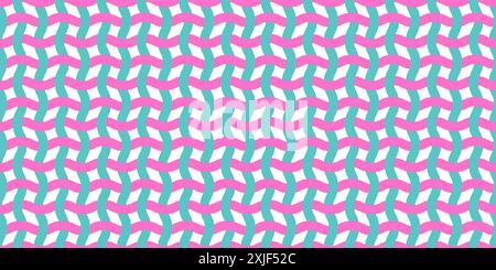 Nahtloses Vektormuster. Wellige Linien wie Stoffverzierung, moderne, stilvolle Textur. Handgezeichnet trendige flache Form geometrische Textur. Fuchsia und türkisfarbene Wellenlinien. Vektorabbildung Stock Vektor