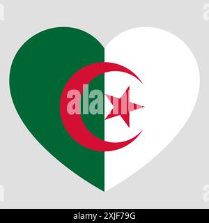 Flagge Algeriens in Form eines Herzens, Symbol der Liebe Stock Vektor