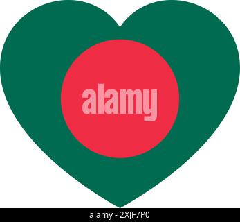 Flagge von Bangladesch in Form eines Herzens, Symbol der Liebe Stock Vektor