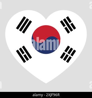 Flagge Südkoreas in Form eines Herzens, Symbol der Liebe Stock Vektor