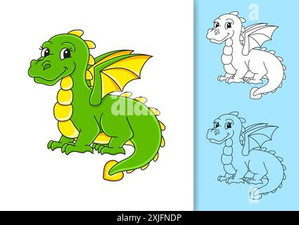 Satz von Bildern, die auf weißem und farbigem Hintergrund isoliert sind. Konstruktionselement. Schwarzer Strich. Zeichentrickstil. Märchenhaftes Thema. Vektorabbildung. Stock Vektor