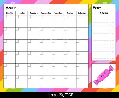 Wochenplaner. Bunte leere druckbare Vorlage. Vektorabbildung. Stock Vektor
