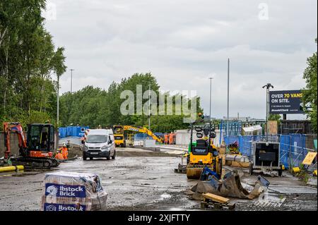 Straßenarbeiten an der Shields Road, Glasgow, Schottland, Großbritannien, Europa Stockfoto