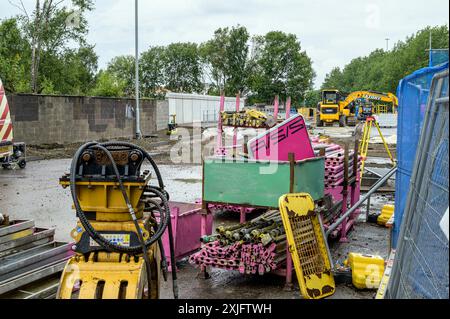 Straßenarbeiten an der Shields Road, Glasgow, Schottland, Großbritannien, Europa Stockfoto