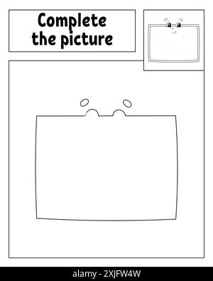 Vervollständigen Sie das Bild. Ausmalseite für Kinder. Back-to-School-Thema. Vektorabbildung. Stock Vektor