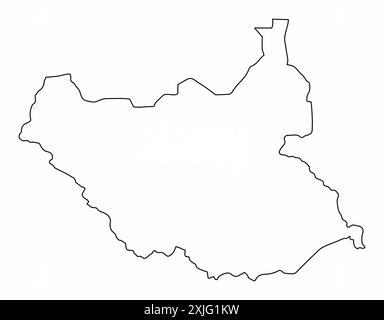 Südsudan Umrisskarte isoliert auf weißem Hintergrund Stock Vektor
